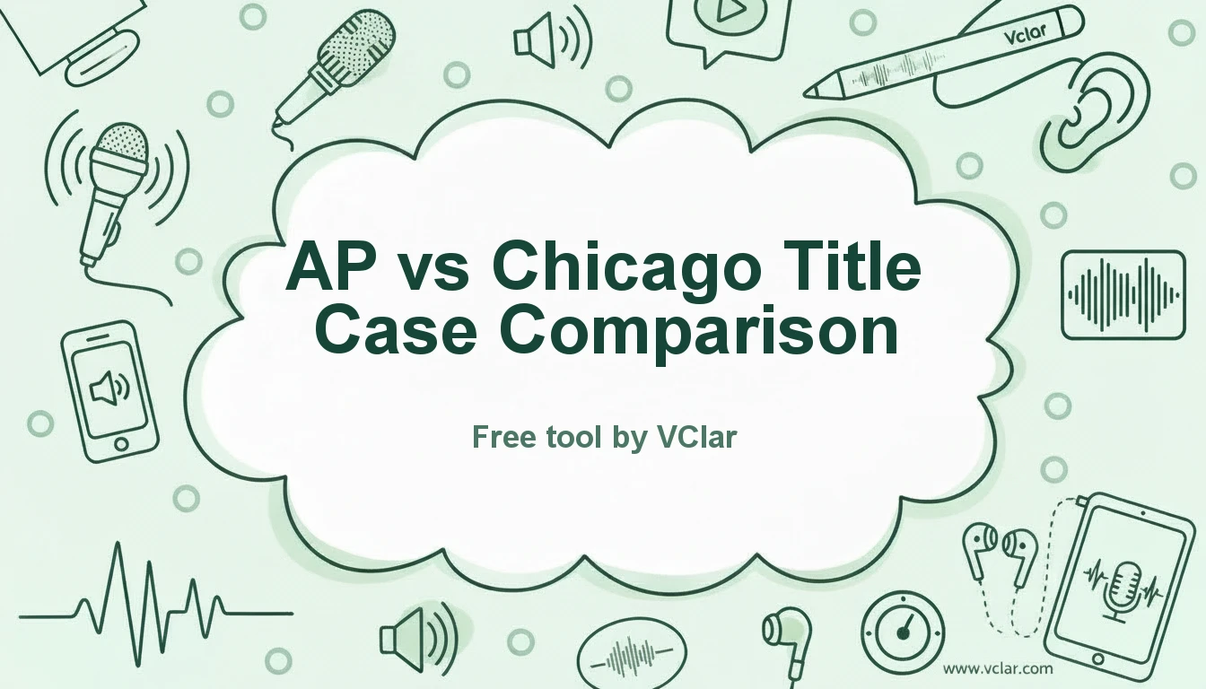 AP vs Chicago title case comparison showing how each style guide capitalizes prepositions, articles, and verbs
