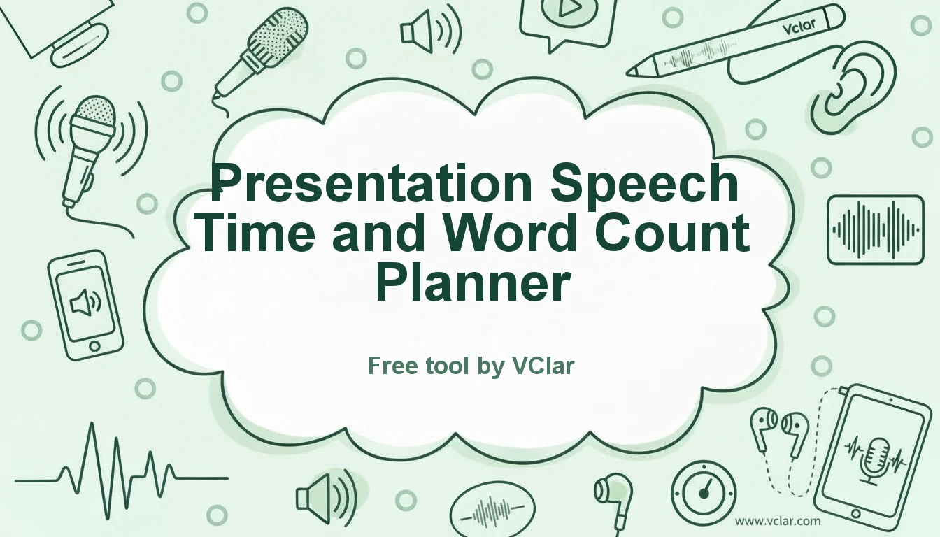 Presentation speech time and word count planner for estimating script length, pause time, and target words