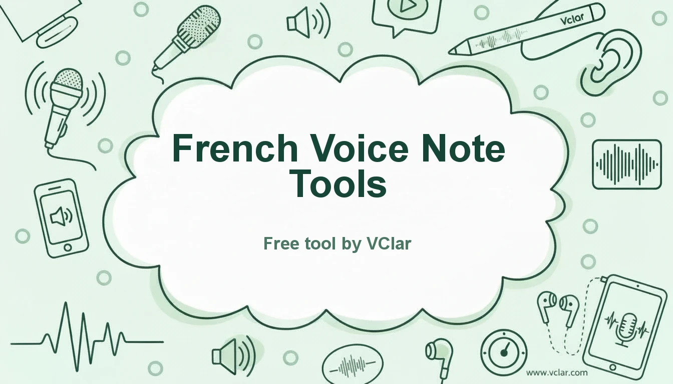 VClar French voice message tools dashboard preview with grammar, filler words, and audio cleanup