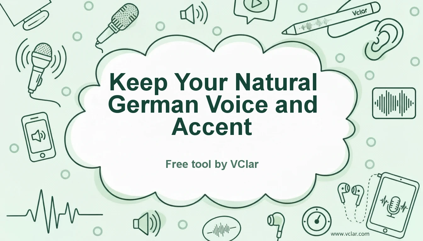 Diagram of German voice and accent preservation while filler and noise are reduced