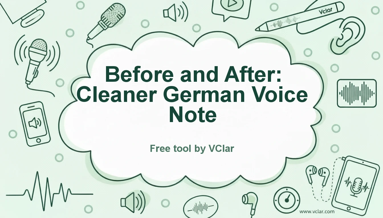 Before and after preview of a German voice message cleaned with VClar