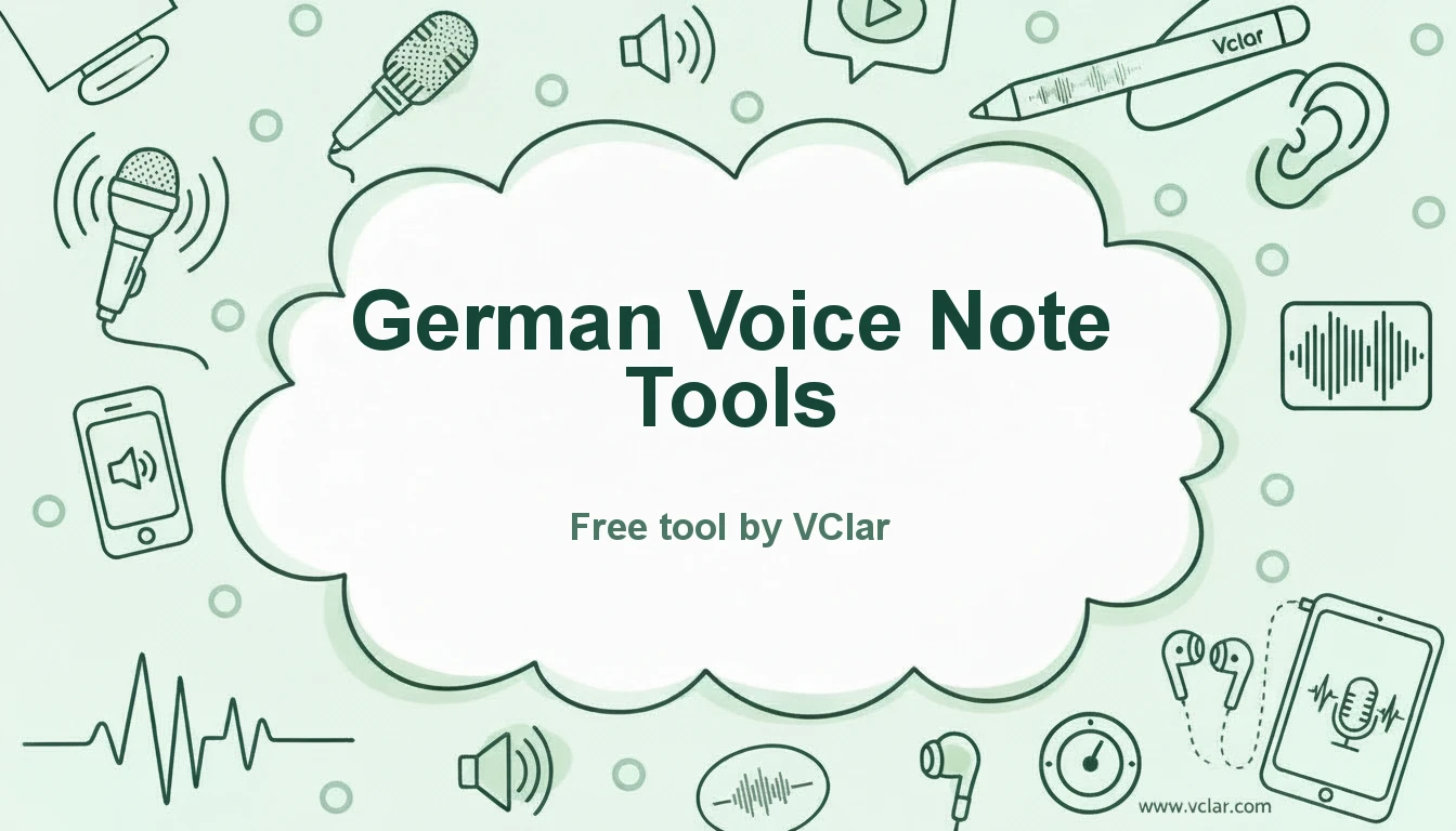 VClar German voice message tools dashboard preview with grammar, filler words, and audio cleanup
