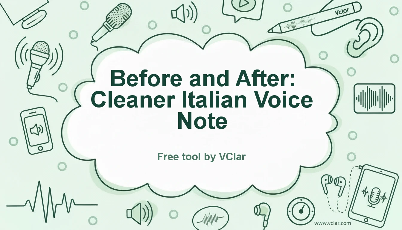 Before and after preview of a Italian voice message cleaned with VClar