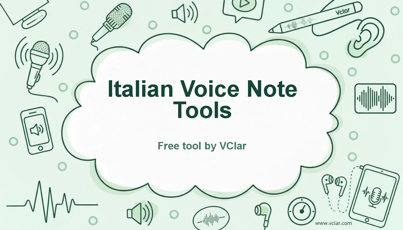 VClar Italian voice message tools dashboard preview with grammar, filler words, and audio cleanup