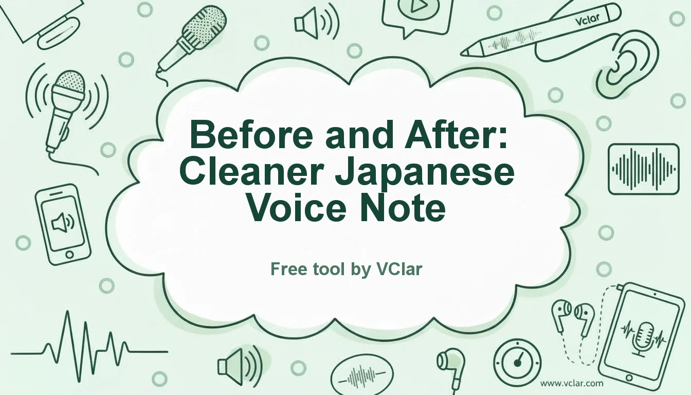 Before and after preview of a Japanese voice message cleaned with VClar