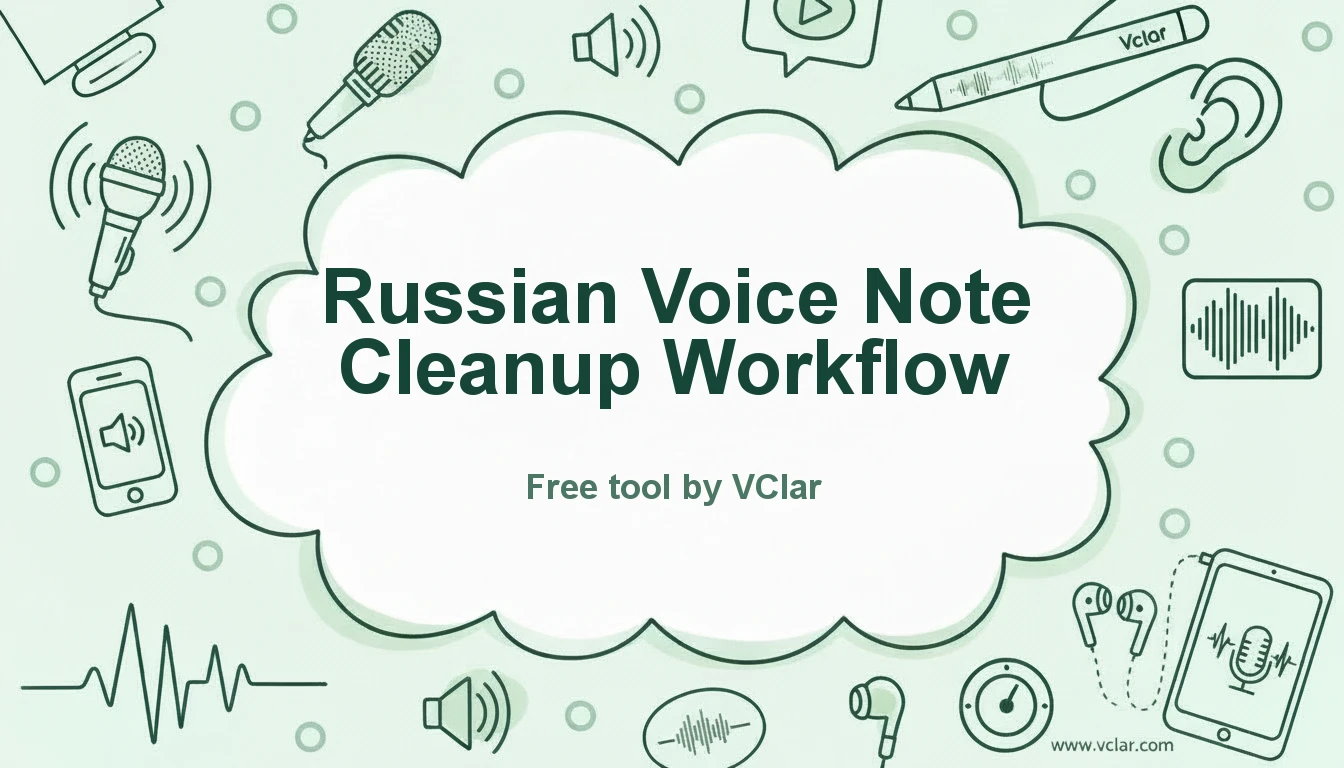 Russian voice message cleanup workflow: upload, clean, review, send
