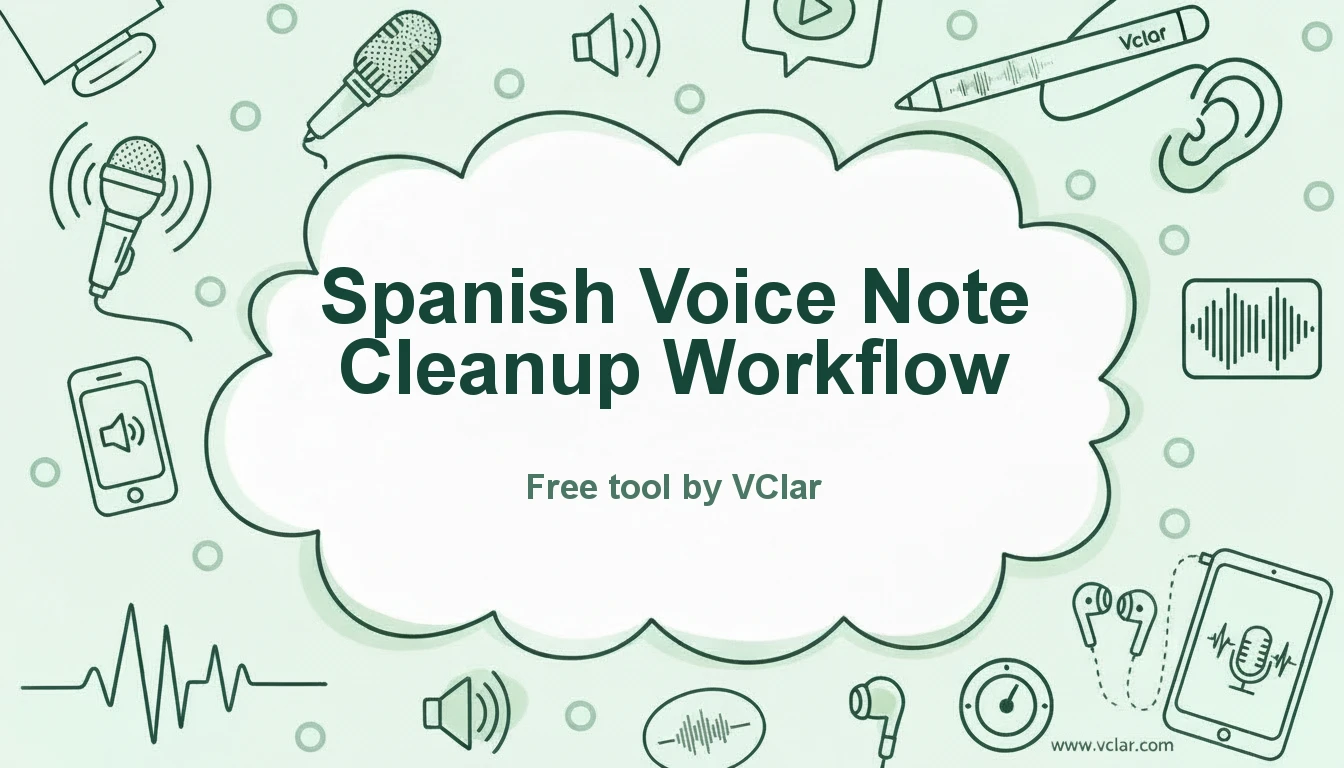 Spanish voice message cleanup workflow: upload, clean, review, send