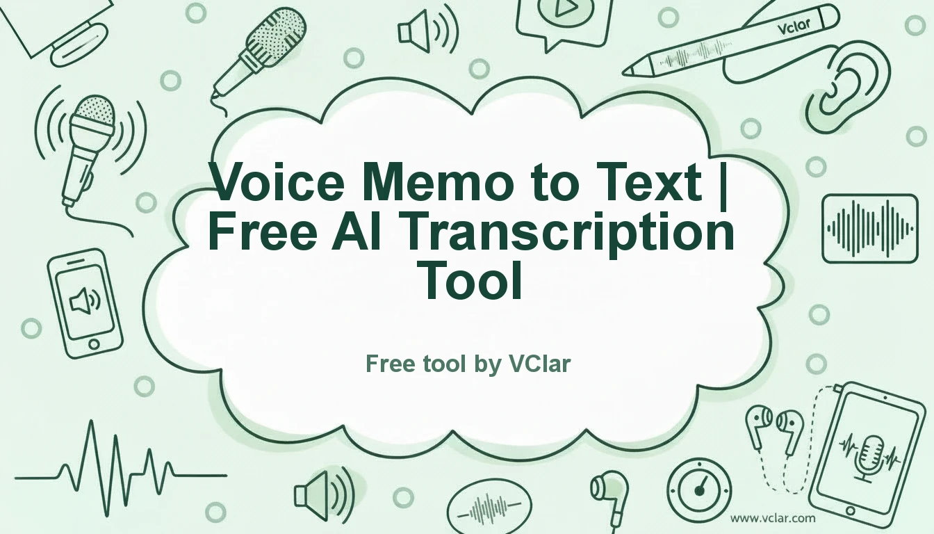 VClar branded Voice Message to Text featured image for AI transcription.